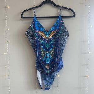 Blue One Piece Swimsuit with Sleek Design